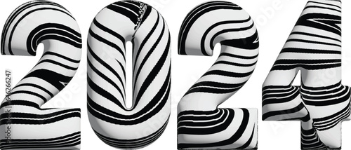 3d Happy New Year 2024 Black And White Urban Vector Texture Template. Dark Messy Dust Overlay Distress Background. Easy To Create Abstract Dotted, Scratchedg