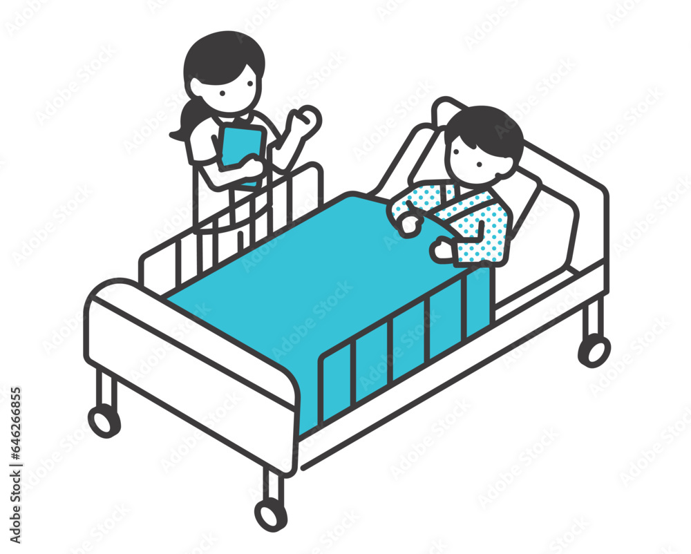 入院患者と話す看護師のアイソメアイコンのベクターイラスト素材 Stock Vector | Adobe Stock