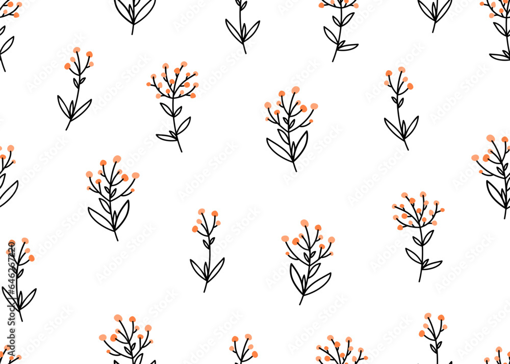Abstract doodle seamless pattern with floral elements, wallpapers - vector design Abstract doodle seamless pattern with floral elements, wallpapers - vector design