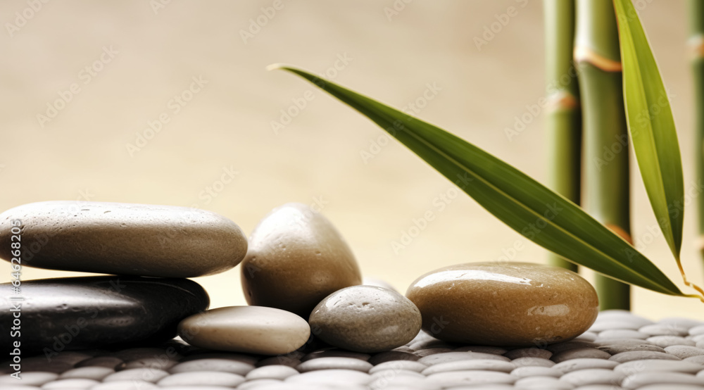 Spa stones, concept of relax, created with Generative AI technology Spa stones, concept of relax, created with Generative AI technology
