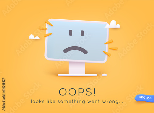 Error 404 page not found. Page not found text. Oops Looks like something went wrong. 3D Web Vector Illustrations.