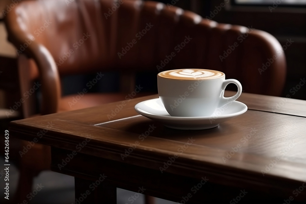 Obraz premium cup of coffee on table in cafe.