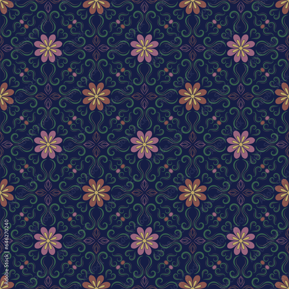 Seamless floral pattern that can be repeated for textile printing, wrapping paper, and fabric. Seamless floral pattern that can be repeated for textile printing, wrapping paper, and fabric.