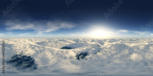 Abstract cloudy background, Panorama of clouds, HDRI, environment map , Round panorama, spherical panorama, equidistant projection, panorama 360, flying above the clouds,sky above the clouds, 3D rende © ustas