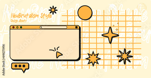 neubrutalism retro design assets, retro asset design variations, retro element, vector ilustration