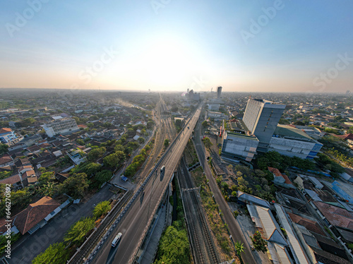 Landmark Surakarta  Purwosari Fly over urban city of Surakarta in the morning 