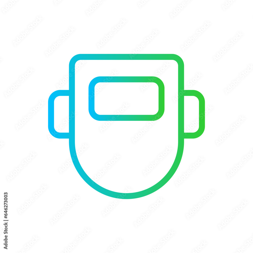 Welding mask safety icon with blue and green gradient outline style. mask, welding, equipment, symbol, work, industry, construction. Vector Illustration Welding mask safety icon with blue and green gradient outline style. mask, welding, equipment, symbol, work, industry, construction. Vector Illustration