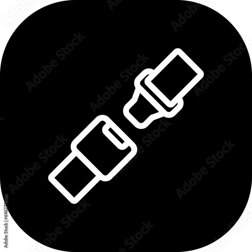 Seat belt safety icon with black filled line outline style. car, belt, accident, seat, protection, caution, safe. Vector Illustration