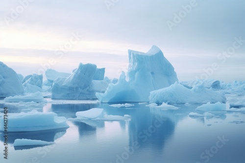Ice and icebergs melting because of the global warm