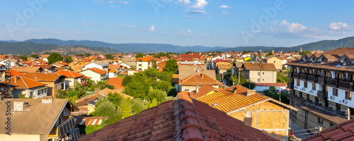 Bansko, Bulgaria houses, banner high angle