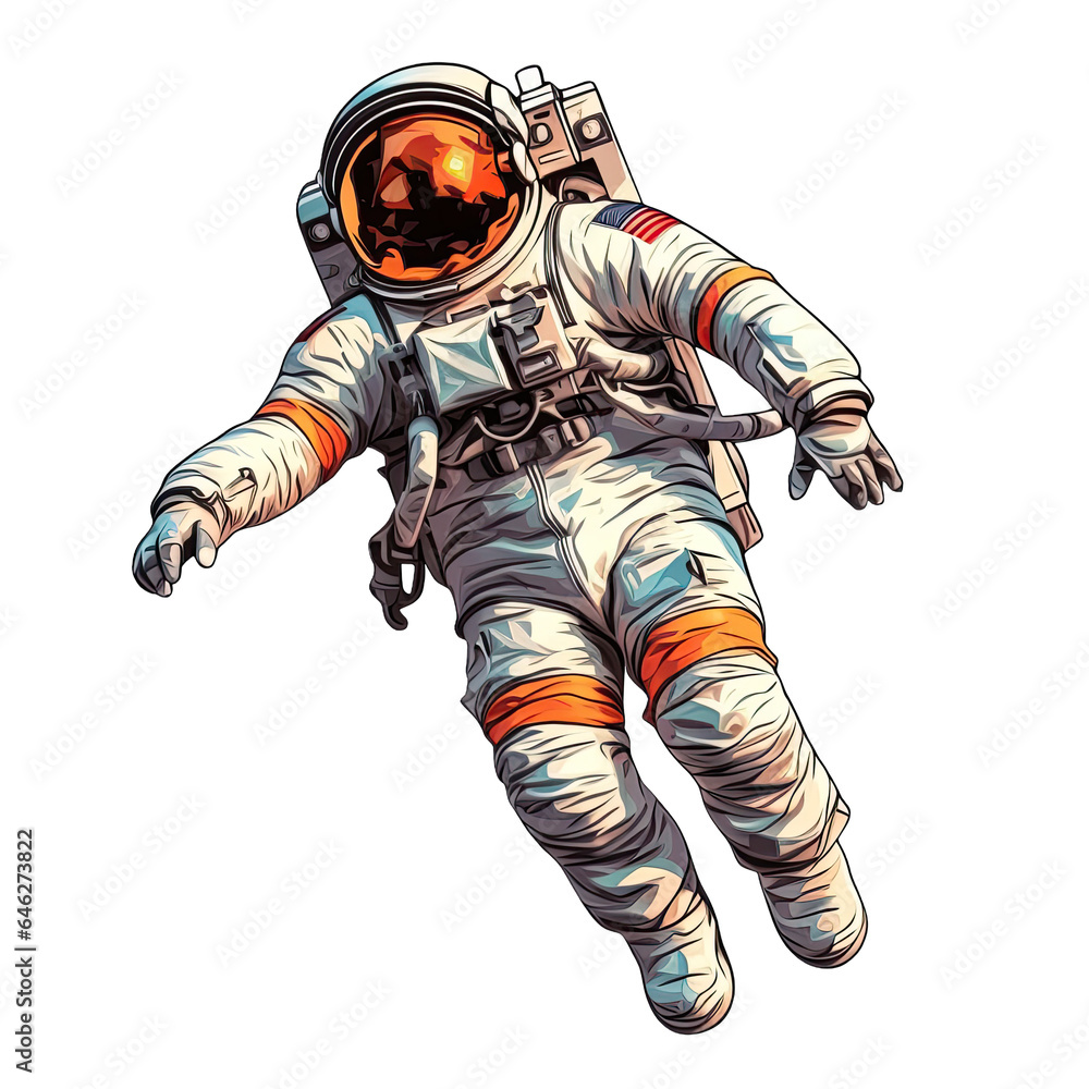 Astronaut flying vector 2d model isolated on transparent background Png V2