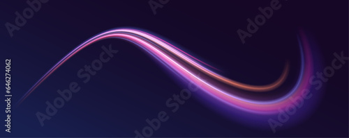 Racing cars dynamic flash effects city road with long exposure night ligh. Laser beams luminous abstract sparkling isolated on a transparent background.