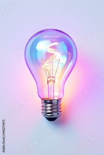 minimalist photo of a foil ice bulb, holographic light