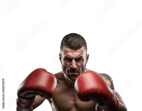 a boxer in stance, gloves up, ready to fight © Valentin