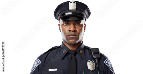 a police officer, stern yet compassionate, in full uniform