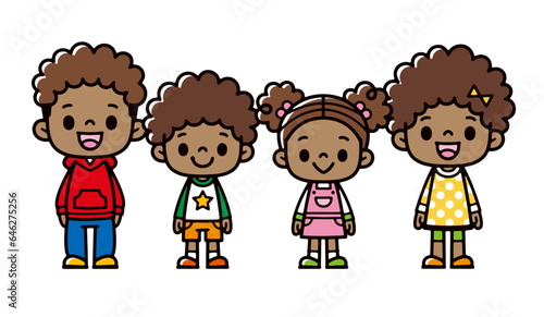 Cute illustration of a black boy and girl