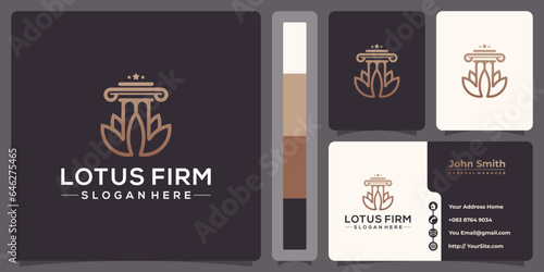 Lotus firm law monoline logo with business card template