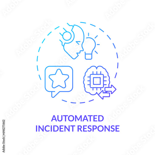 2D automated incident response gradient icon representing AI ops, isolated vector, blue thin line illustration.