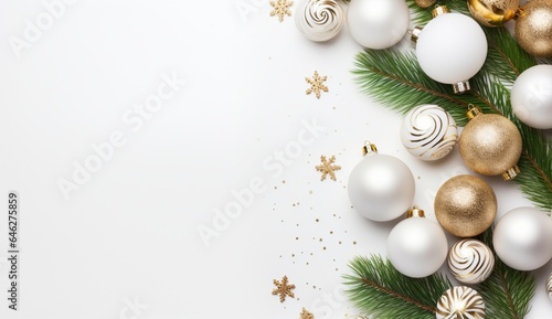 Christmas composition flatlay. decorative border.  Festive background.