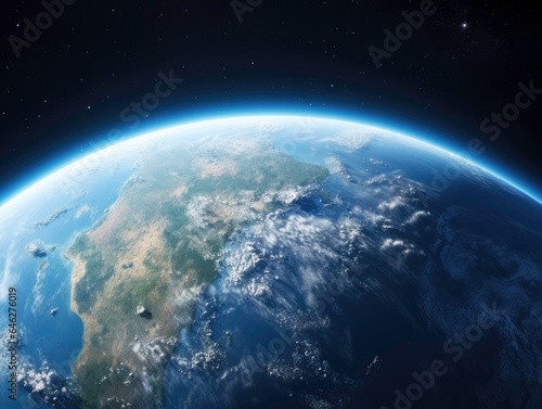 Vibrant Blue Earth Wallpaper with Green Globe in Galactic Background