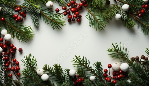 Christmas composition flatlay. decorative border. Festive background.