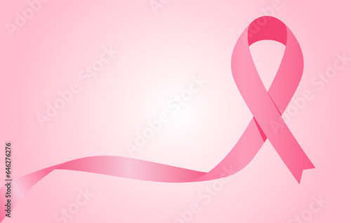 Pink ribbon vector in pink background with isolated space