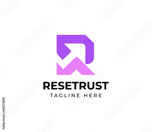 Modern minimalist letter r with up arrow logo