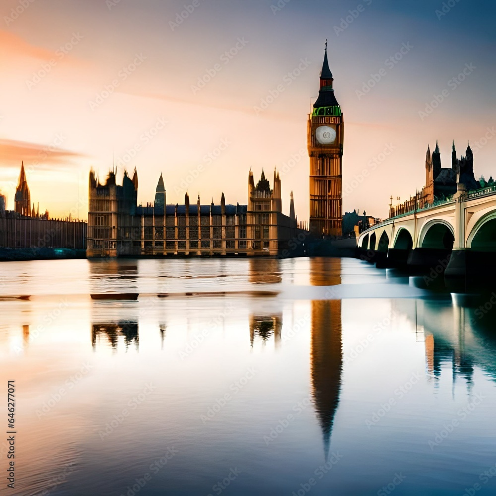 houses of parliament city generating by AI technology