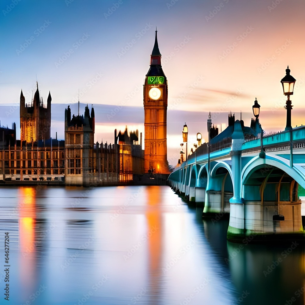 Fototapeta premium big ben and houses of parliament generating by AI technology
