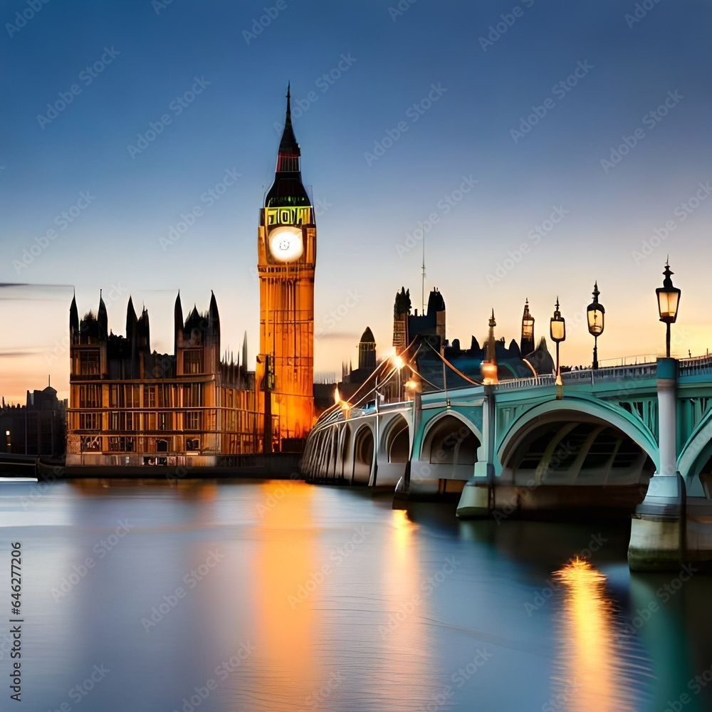 Fototapeta premium big ben at night city generating by AI technology