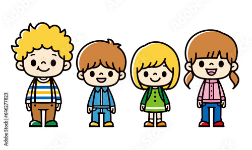 Cute illustration of a white boy and girl