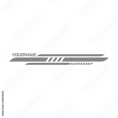 Sports racing stripes. Sports car, motorcycle, boat stickers, striped vehicle tuning bars flat vector illustration set. Tuning Racing Sport Decals