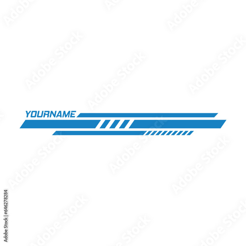 Sports racing stripes. Sports car, motorcycle, boat stickers, striped vehicle tuning bars flat vector illustration set. Tuning Racing Sport Decals