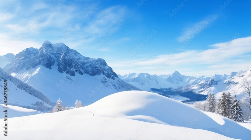 winter mountain landscape generated Ai.