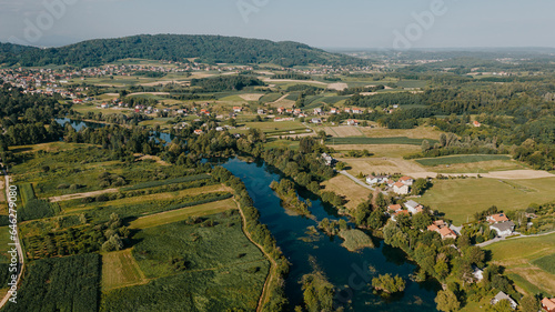 Aerial perspective on Mreznica river photo
