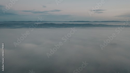 Misty Morning Charm: Aerial View of Slavonski Brod in the Fog