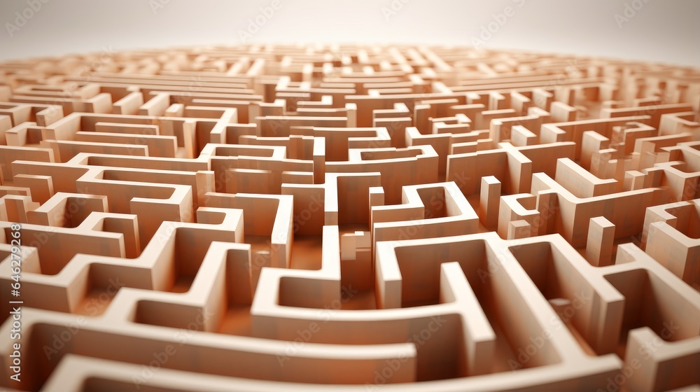 Fototapeta premium Investment Labyrinth: A minimalist maze with a clear path representing a well-planned investment strategy