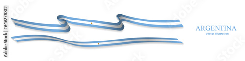 3d Rendered Argentina Argentine Flag Ribbons with shadows, isolated on white background. Curled and rendered in perspective. Graphic Resource. Editable Vector Illustration.
