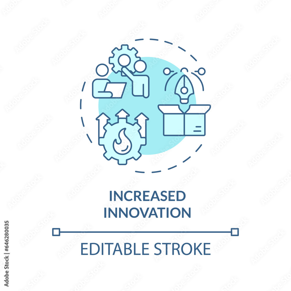 2D editable blue icon increased innovation concept, isolated vector, mindful entrepreneurship thin line illustration. 2D editable blue icon increased innovation concept, isolated vector, mindful entrepreneurship thin line illustration.