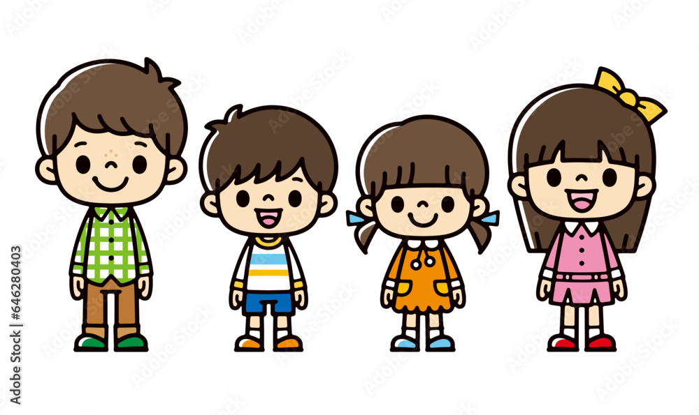 Cute illustration of an Asian boy and girl Cute illustration of an Asian boy and girl