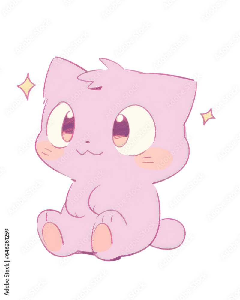 Cute pink cat cartoon design, Kawaii expression cute character funny and emoticon theme Vector illustration Cute pink cat cartoon design, Kawaii expression cute character funny and emoticon theme Vector illustration