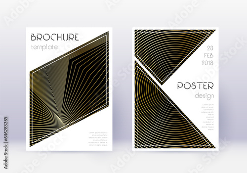 Triangle cover design template set. Gold abstract