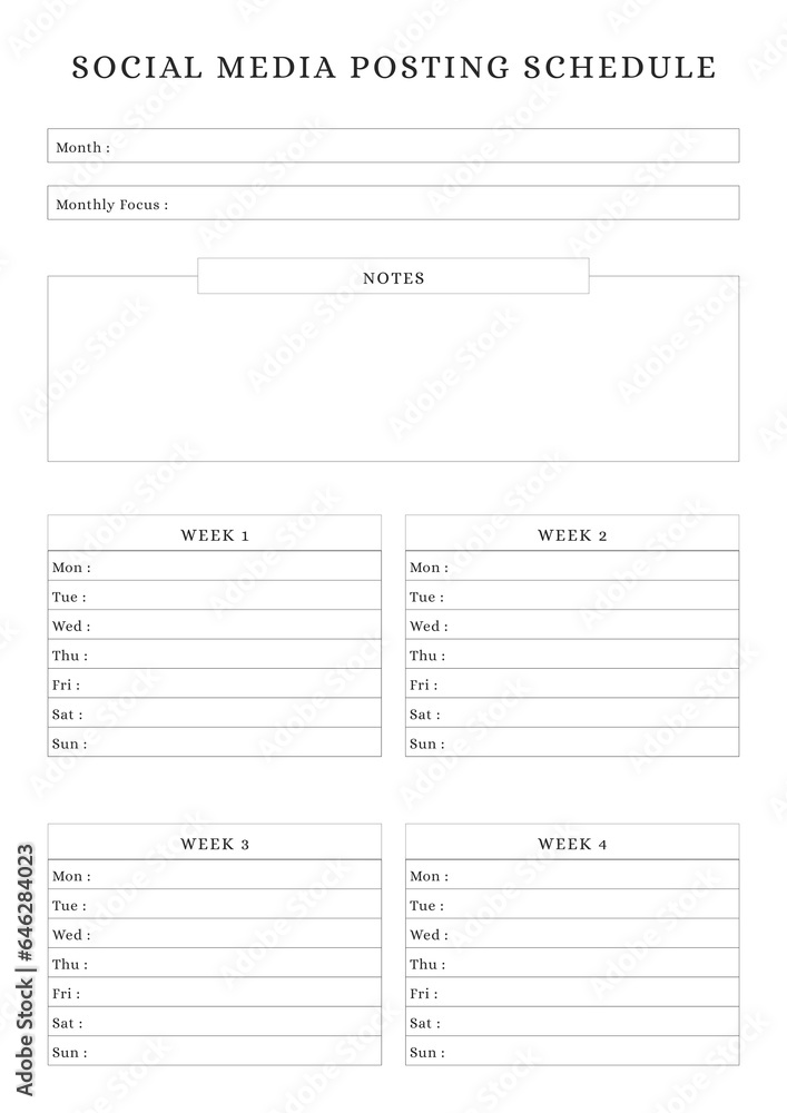 Social Media Posting Schedule Social Media Posting Schedule