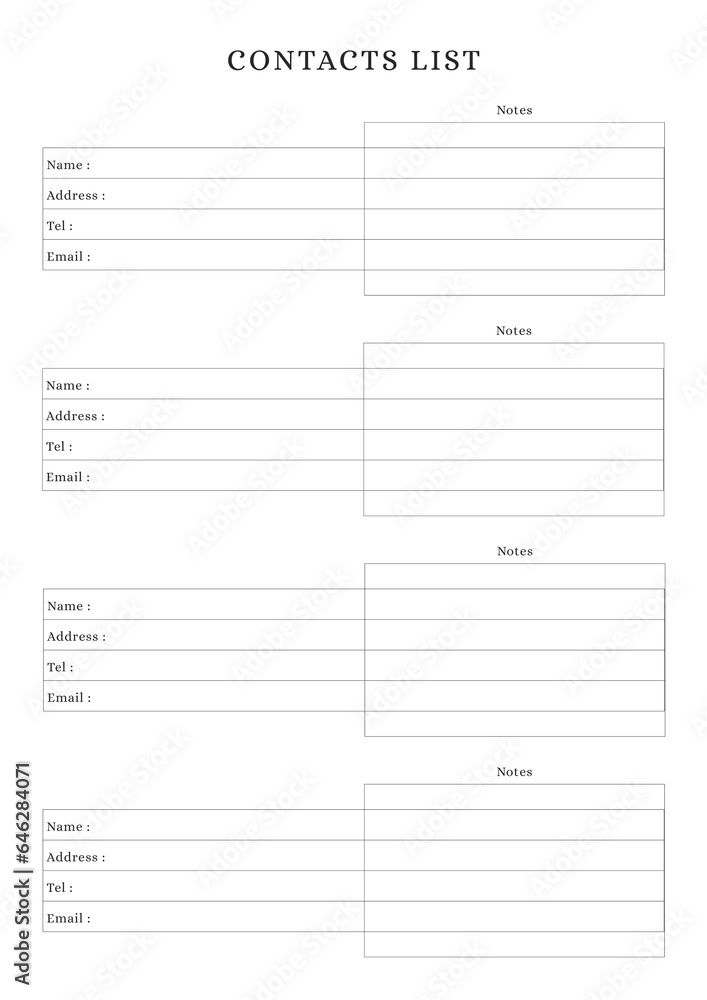 Contacts list Contacts list