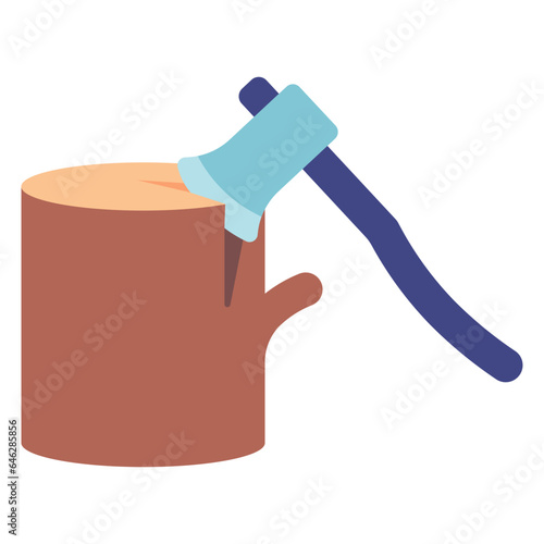 axe and wooden log illustration