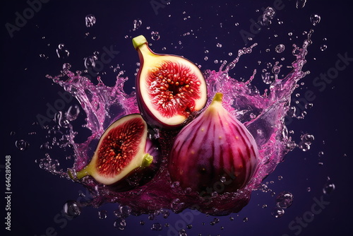 Fresh figs fruit in a splash of water