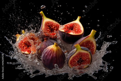 Fresh figs fruit in a splash of water
