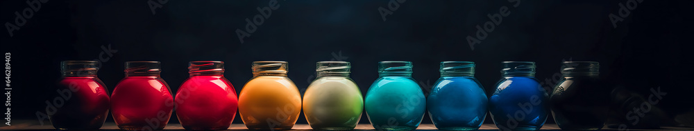 Set of round glass vases of different colors, Set of round glass vases of different colors,