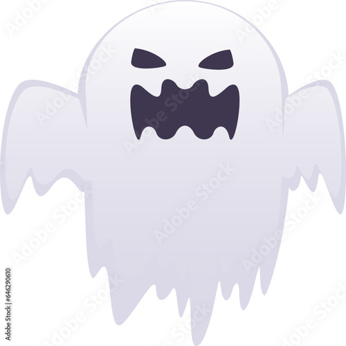 Terrifying Halloween Specter: Screaming Horror Spirit Isolated - A truly eerie and haunting white ghost, emitting spine-chilling screams in the spirit of Halloween.