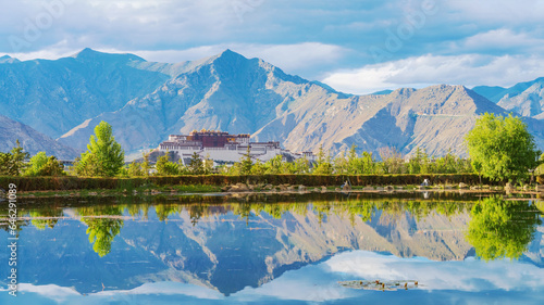 The Beautiful Scenery of Lhasa City and Plateau Mountains and Lakes in the Tibet Autonomous Region of China